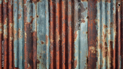 Close-up of a Rusted Corrugated Metal Sheet