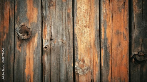 Weathered Wooden Plank Wall with Knots and Grain