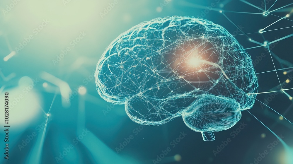 Obraz premium Close-up of human brain with intricate neural pathways, symbolizing cognitive biases and complex thought processes, ideal for educational or scientific presentations.