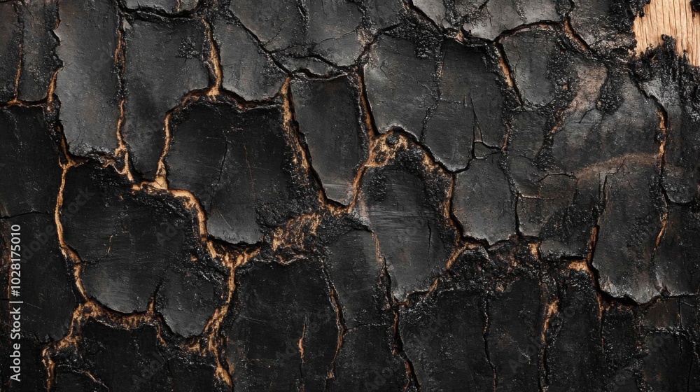 Cracked and Burned Wood Surface with Golden Undertones Cracked and Burned Wood Surface with Golden Undertones