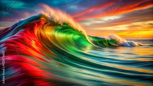 Stunning Abstract Red and Green Waves in Dynamic Motion - Vibrant Colors, Textures, and Fluid Forms for Modern Art, Backgrounds, and Graphic Design Inspiration