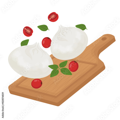 Vector Illustration Logo Clipart Levitation Italian Burrata Cheese