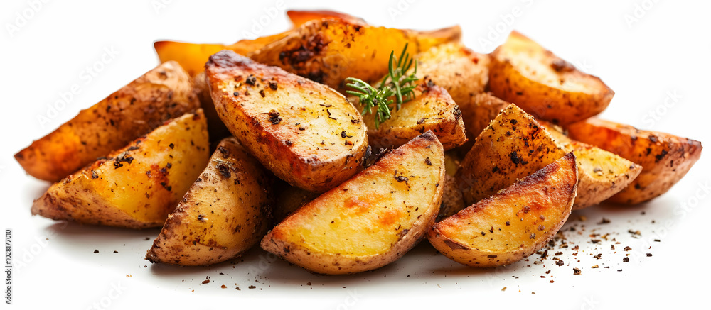 Crispy Baked Potato Wedges with Rosemary and Spices. Crispy Baked Potato Wedges with Rosemary and Spices.