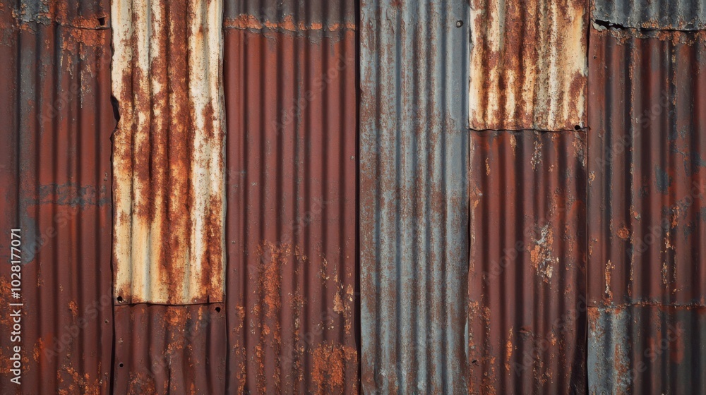 Rusted Corrugated Metal Wall with Patches of White Paint Rusted Corrugated Metal Wall with Patches of White Paint