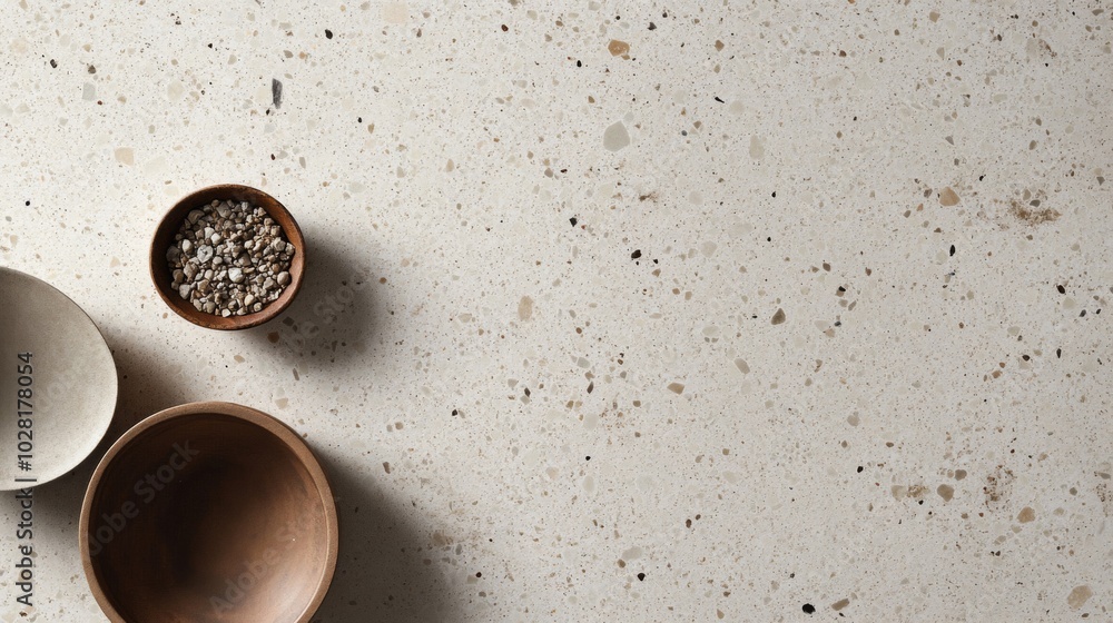Three Bowls on a Speckled White Surface Three Bowls on a Speckled White Surface