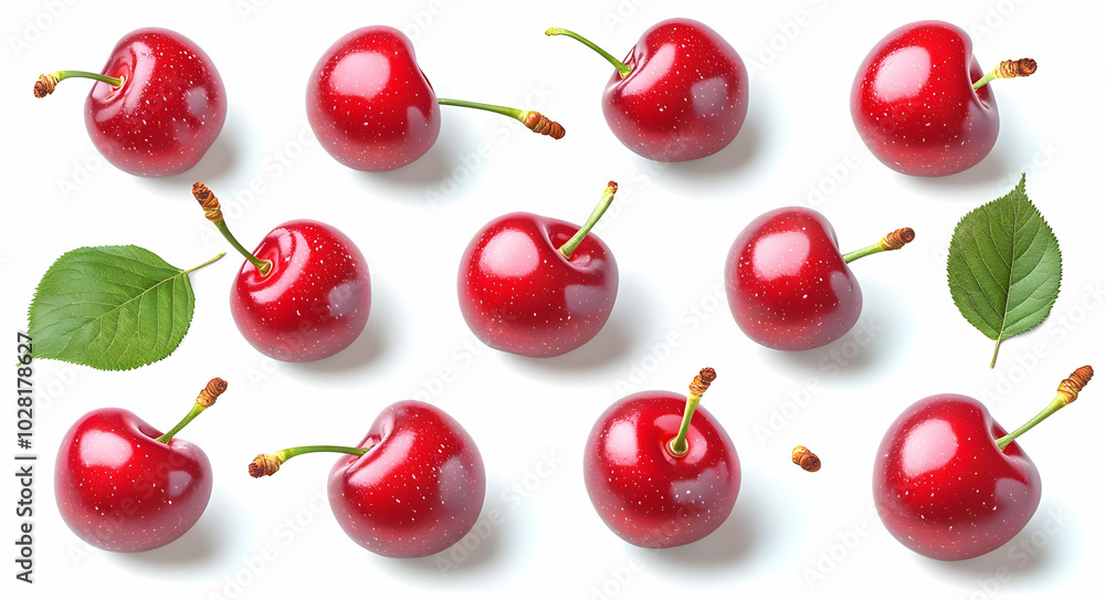Red Cherries Pattern on White Background. Red Cherries Pattern on White Background.