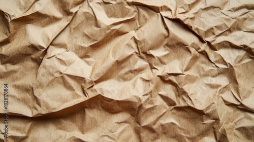 Close-up of a Crumpled Brown Paper Texture