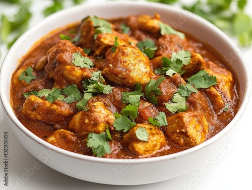 Delicious Homemade Chicken Curry in Rustic Wooden Bowl