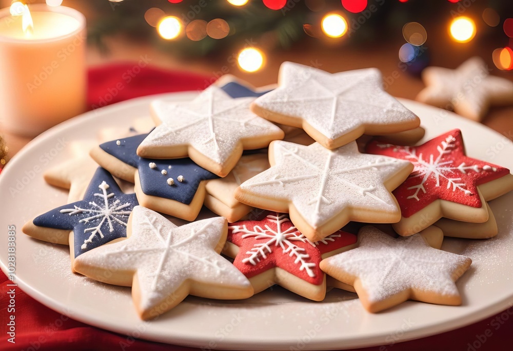 Christmas gingerbread cookies in bokeh lights Christmas gingerbread cookies in bokeh lights