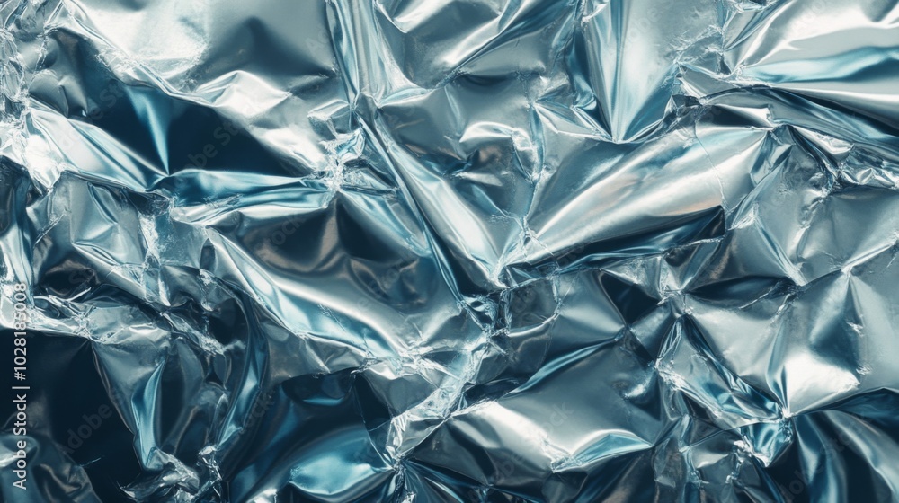 Crumpled Silver Foil Texture with Blue Undertones Crumpled Silver Foil Texture with Blue Undertones