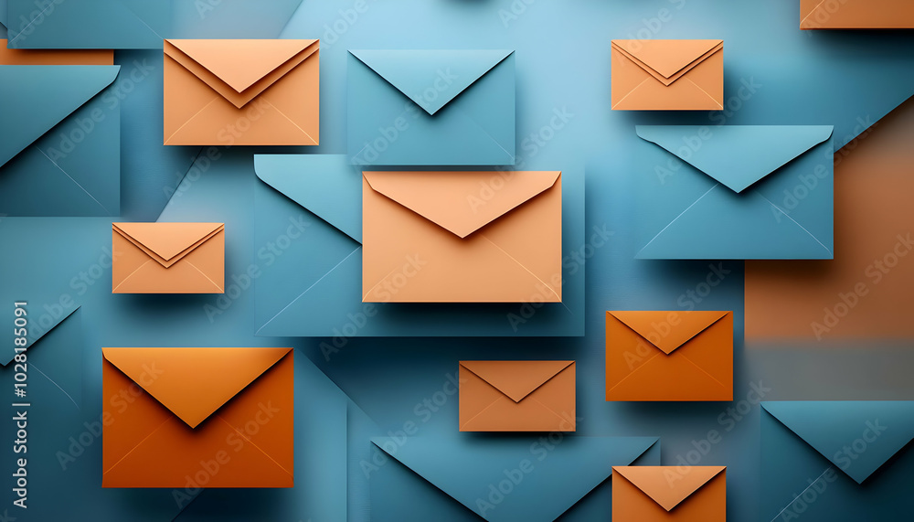 Blue and Orange Envelopes Pattern. Blue and Orange Envelopes Pattern.