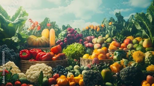 Abundant Harvest of Fresh Fruits and Vegetables