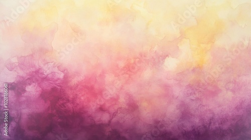 Abstract Watercolor Painting with Blending Yellow and Purple Hues