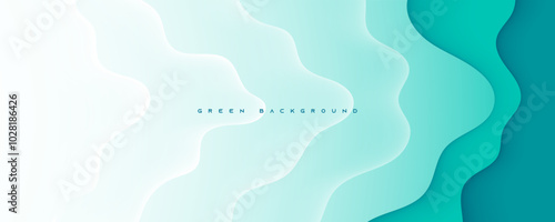 Green abstract background wavy shape design vector