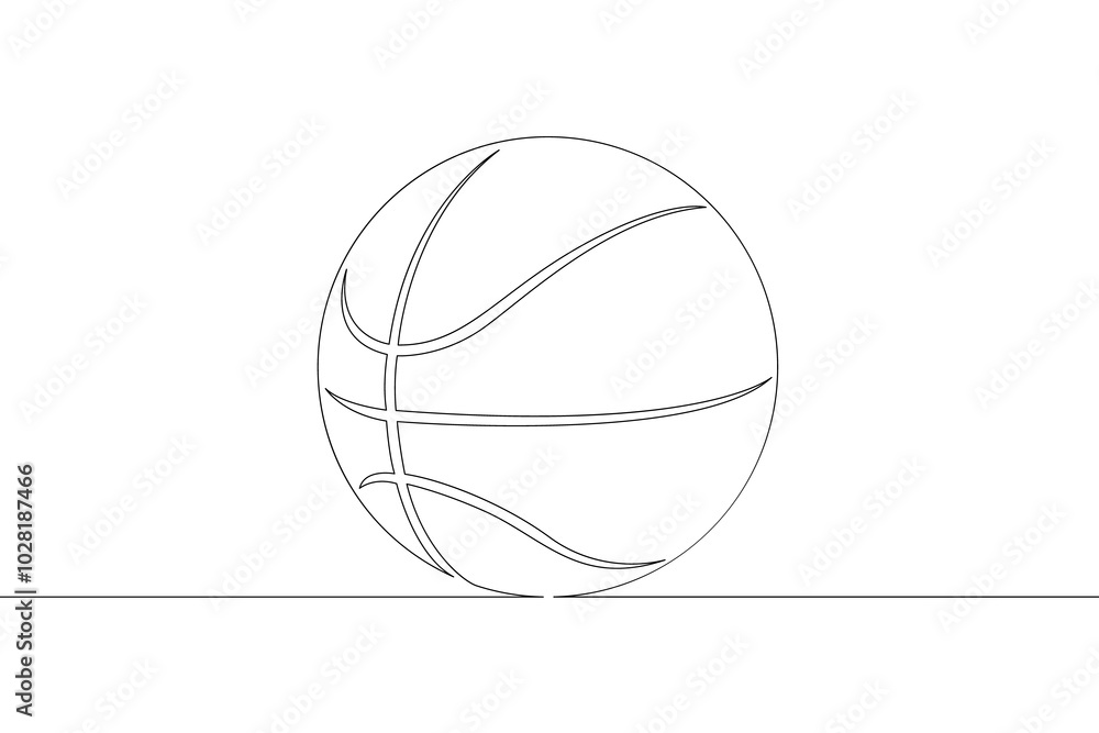 Basketball ball. Game sports equipment. One continuous drawing line logo single hand drawn art doodle isolated minimal illustration. Basketball ball. Game sports equipment. One continuous drawing line logo single hand drawn art doodle isolated minimal illustration.