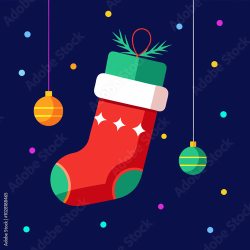 A bright Christmas stocking hanging by the festival