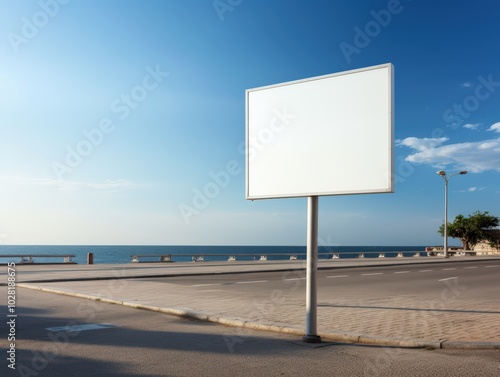 Blank billboard outdoors outdoor advertising public information near the beach sea photo