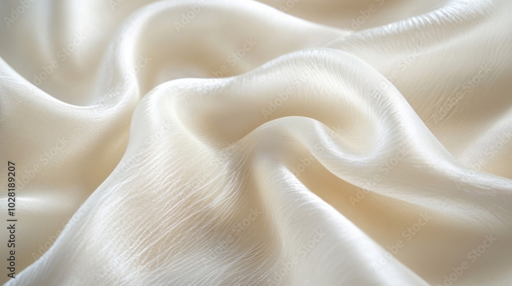 Draped Creamy White Satin Fabric with Subtle Shimmer Draped Creamy White Satin Fabric with Subtle Shimmer