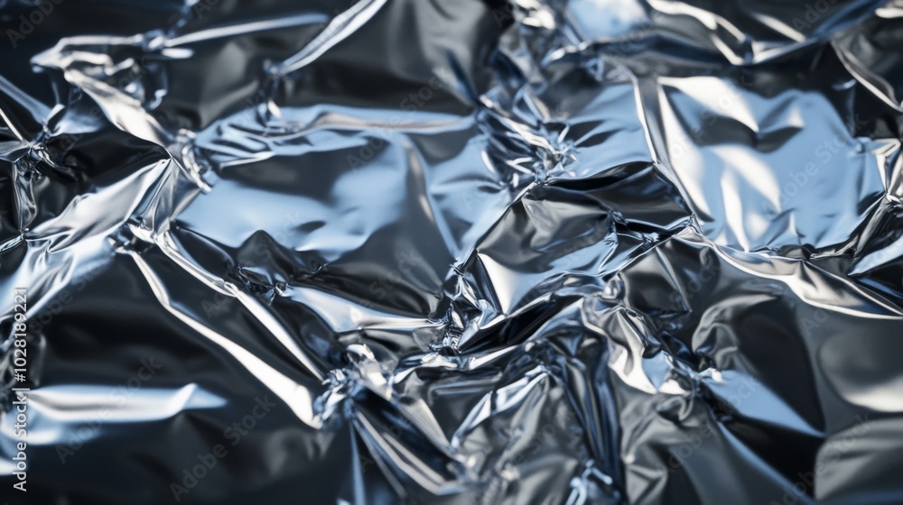 Abstract Crinkled Silver Foil Texture