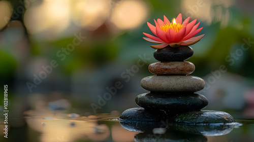Water Lily and Zen Stones.