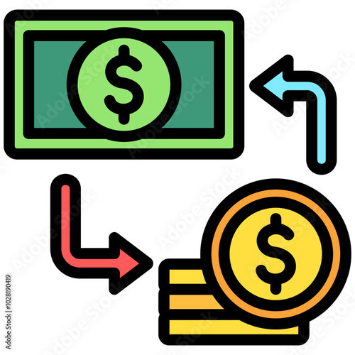 Cash Flow lineal multi color icon, use for business, finance, education theme. best for modern concept, UI or UX kit, web and app development