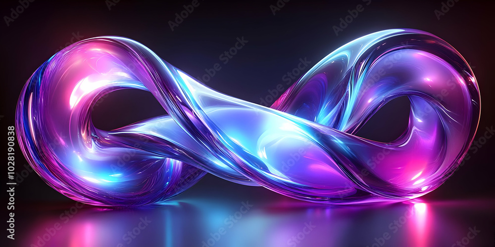 Abstract infinity symbol with pink and blue neon light. Abstract infinity symbol with pink and blue neon light.