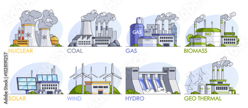 Electricity Generation Techniques as Nuclear, Coal, Gas, Biomass, Solar, Wind, Hydro, And Geothermal Characteristics
