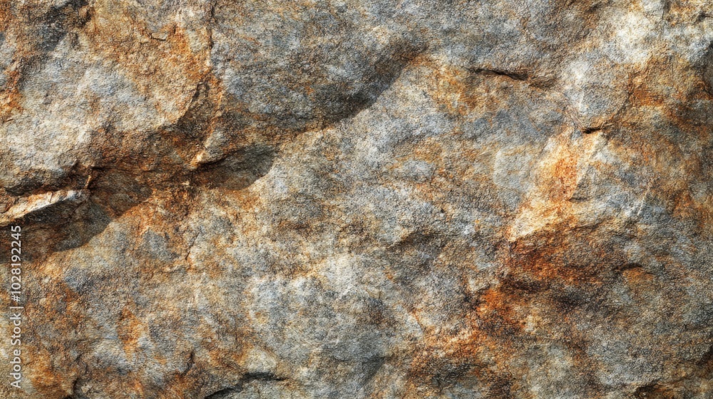 Close-up of rough, weathered, brown and gray rock surface Close-up of rough, weathered, brown and gray rock surface