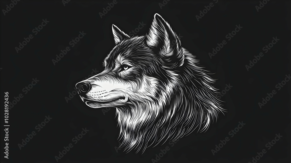 Naklejka premium Wolf Portrait in Black and White.