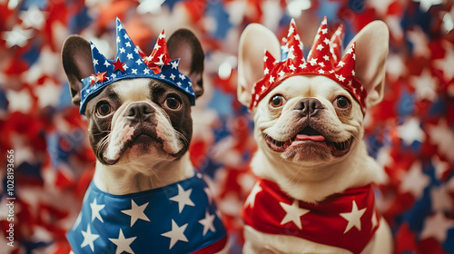 Patriotic French Bulldogs.