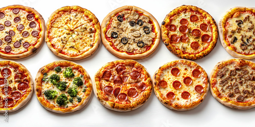 Assortment of Delicious Pizzas.