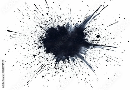 Wallpaper Mural Black Ink Splatter on White Background. Torontodigital.ca