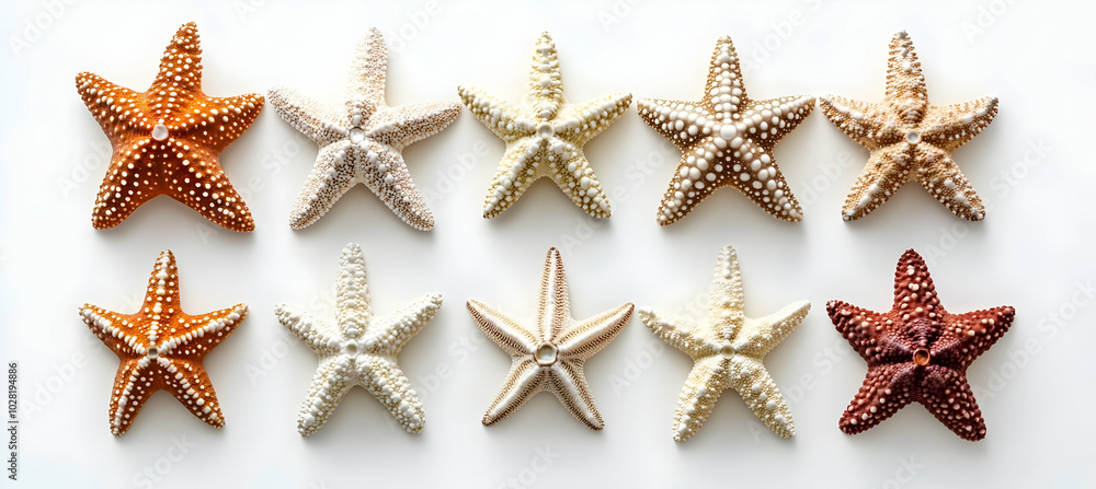 Collection of Starfish on White Background. Collection of Starfish on White Background.