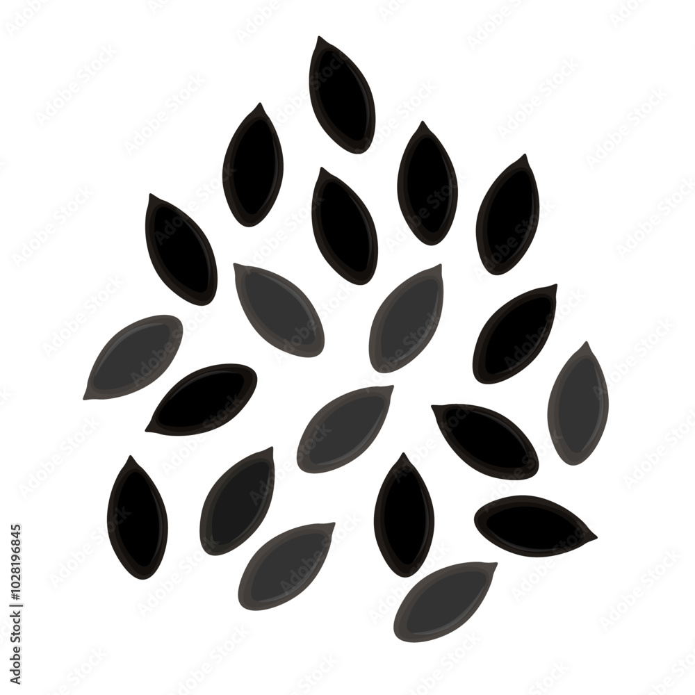 Fototapeta premium Vector Illustration Logo Clipart Black Sesame seeds Isolated
