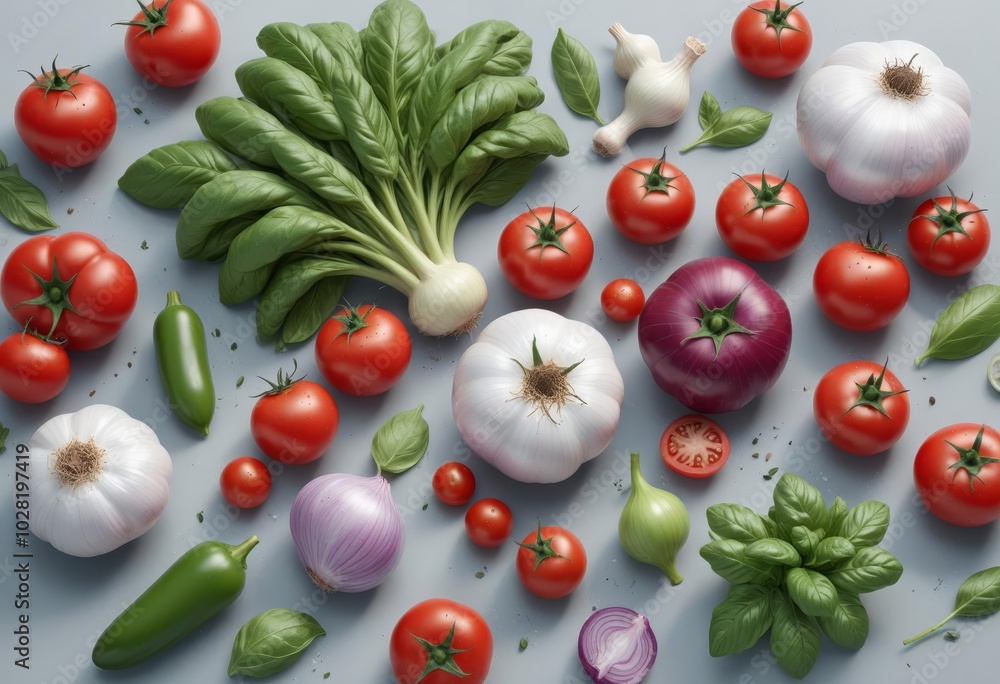 set of vegetables in the gray table set of vegetables in the gray table