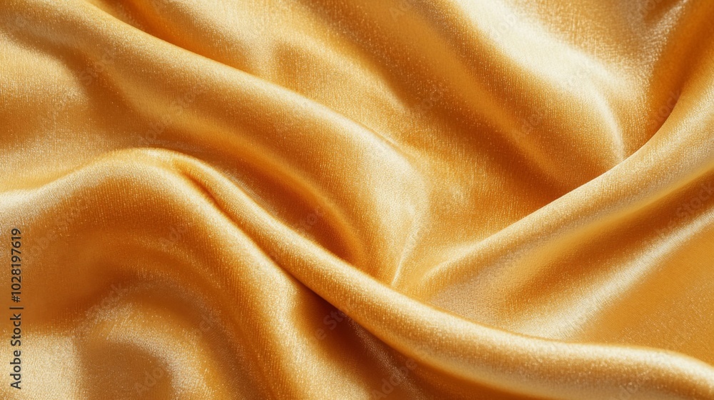 Draped Golden Satin Fabric with Soft Folds and Shimmer Draped Golden Satin Fabric with Soft Folds and Shimmer