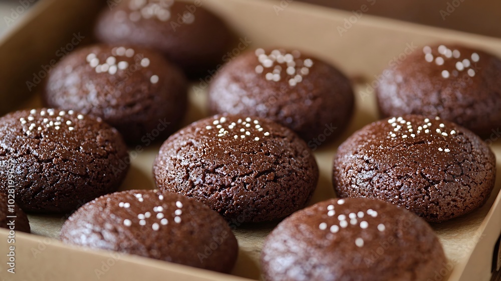 Luxury handmade chocolate mediants cookies bites in a gift box Traditional french Christmas dessert : Generative AI Luxury handmade chocolate mediants cookies bites in a gift box Traditional french Christmas dessert : Generative AI
