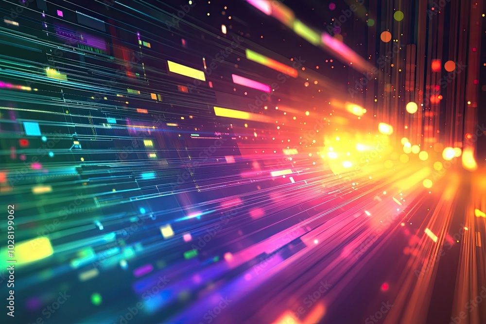 Obraz premium Colorful abstract light streaks on a dark background