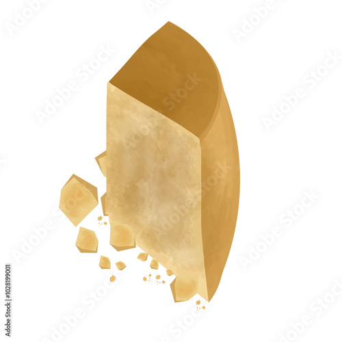 Vector Illustration Logo Clipart Piece of Grana Padano or Parmesan Cheese Parmigiano Reggiano