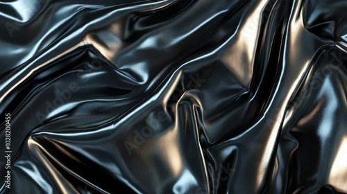 Abstract Draped Shiny Black Fabric Texture