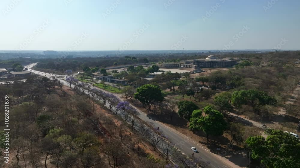 Aerial drone view of Lilongwe city centre with Malawi Parliament Building. Malawi. Aerial drone view of Lilongwe city centre with Malawi Parliament Building. Malawi.