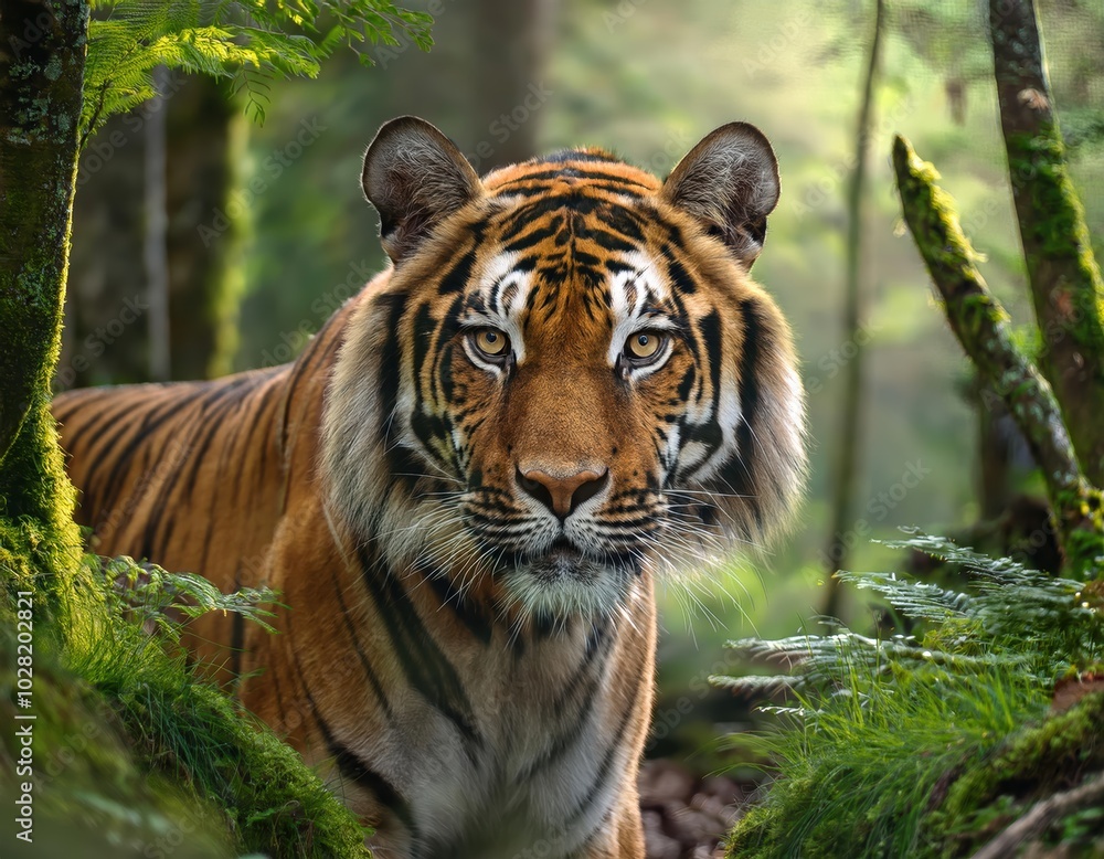 Fototapeta premium Close-Up Portrait of a Tiger in the Wild