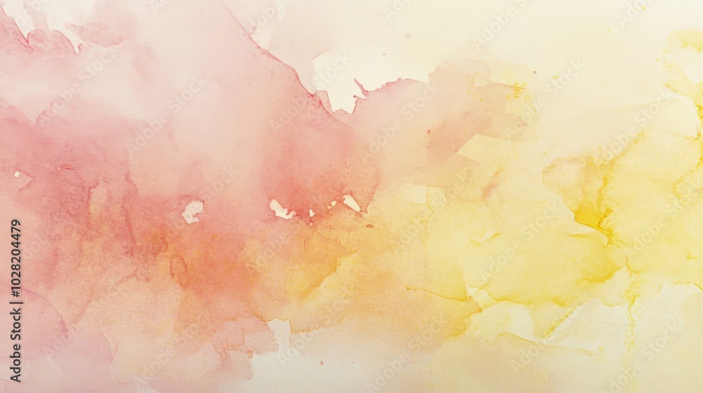 Obraz premium Abstract Watercolor Painting with Pink and Yellow Hues