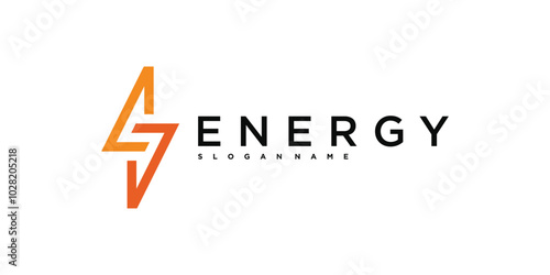 Energy logo, abstract letter S and lightning icon design. Premium Vector