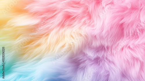 Rainbow-Colored Furry Texture with Pastel Hues