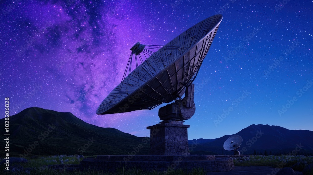 Radio Telescope Under Starry Night Sky Cosmic Exploration and Research Radio Telescope Under Starry Night Sky Cosmic Exploration and Research