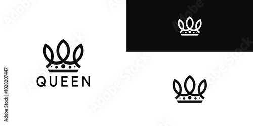 Royal Princess queen crown logo design. Premium Vector photo