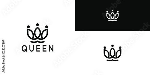Royal Princess queen crown logo design. Premium Vector