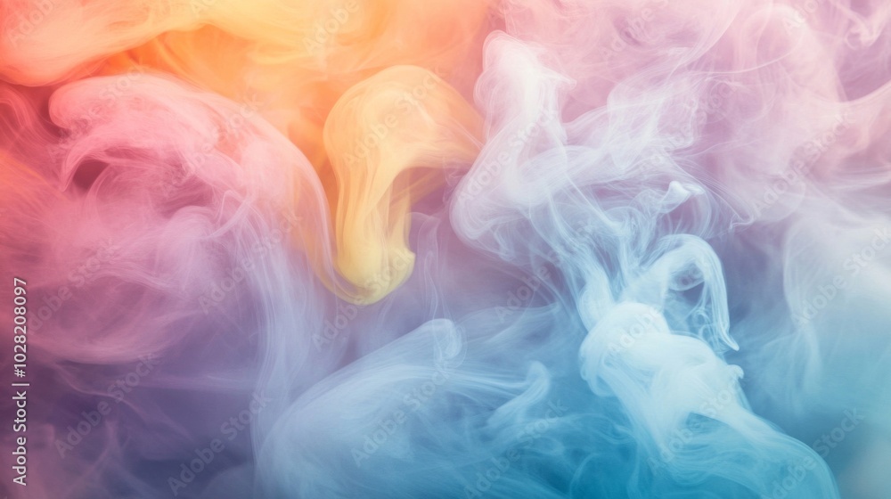 Fototapeta premium Abstract Swirling Smoke in Vibrant Hues of Blue, Pink, and Yellow