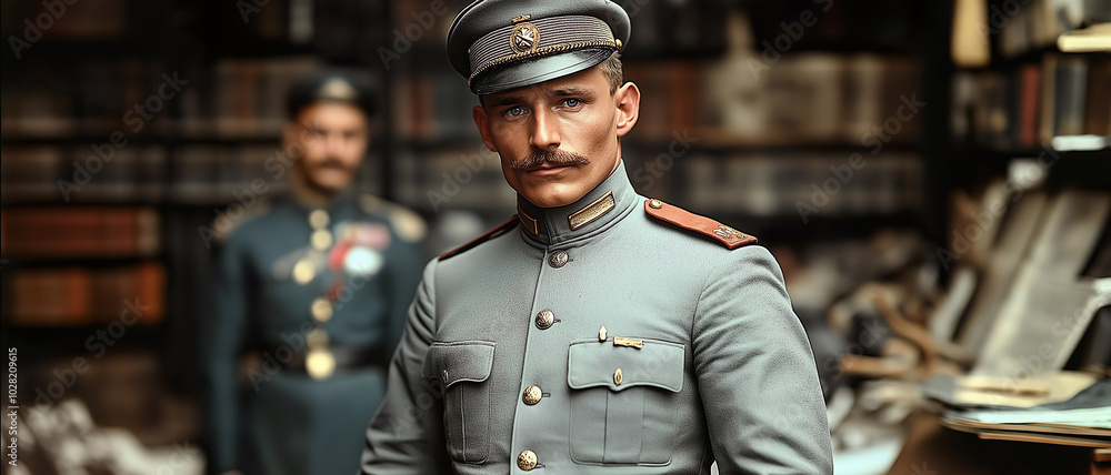 An Officer In The Office. Illustration On The Theme Of History. Wars, Battles And Man. Generative AI
An Officer In The Office. Illustration On The Theme Of History. Wars, Battles And Man. Generative AI